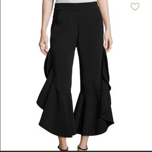 Jonathan Simkhai Crepe Ruffle Cropped Pants Size 8